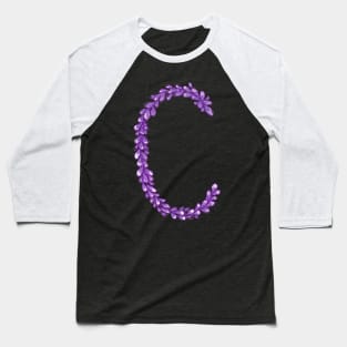 Lavender Letter C Hand Drawn in Watercolor and Ink Baseball T-Shirt